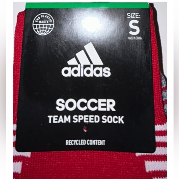Adidas Team Speed OTC Soccer Socks 1 Pair Youth 13C-4Y Red & White w Logo NEW! - Picture 4 of 11